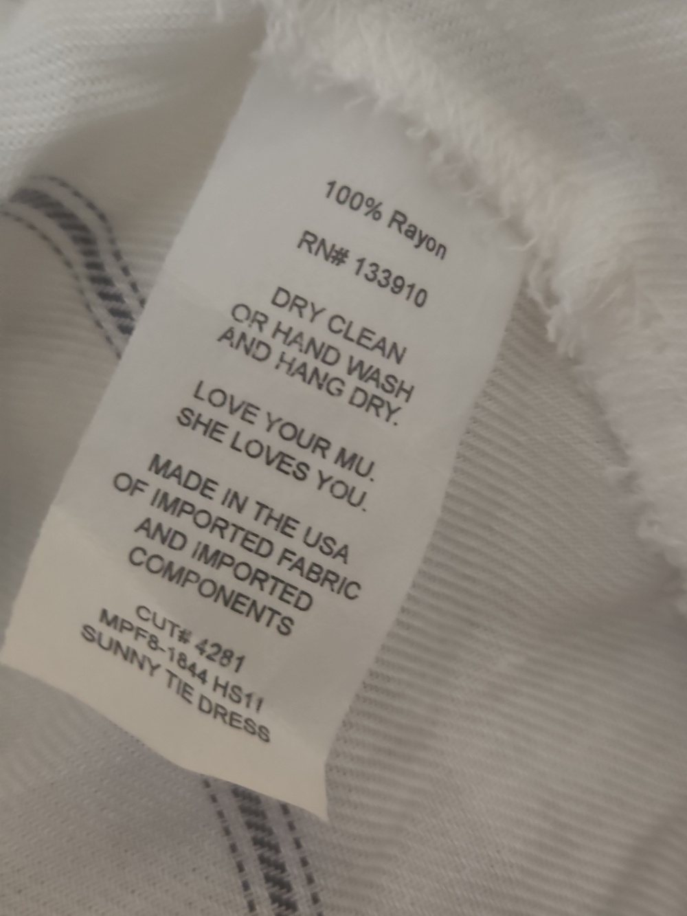 Show Me Your MuMu White Dress with Blue Pinstripes and Tie Shoulders - Picture 5 of 6